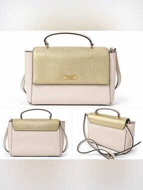 Kate Spade Paterson Court Brynlee Satchel WKRU3877 Pebble Beige Gold Crossbody